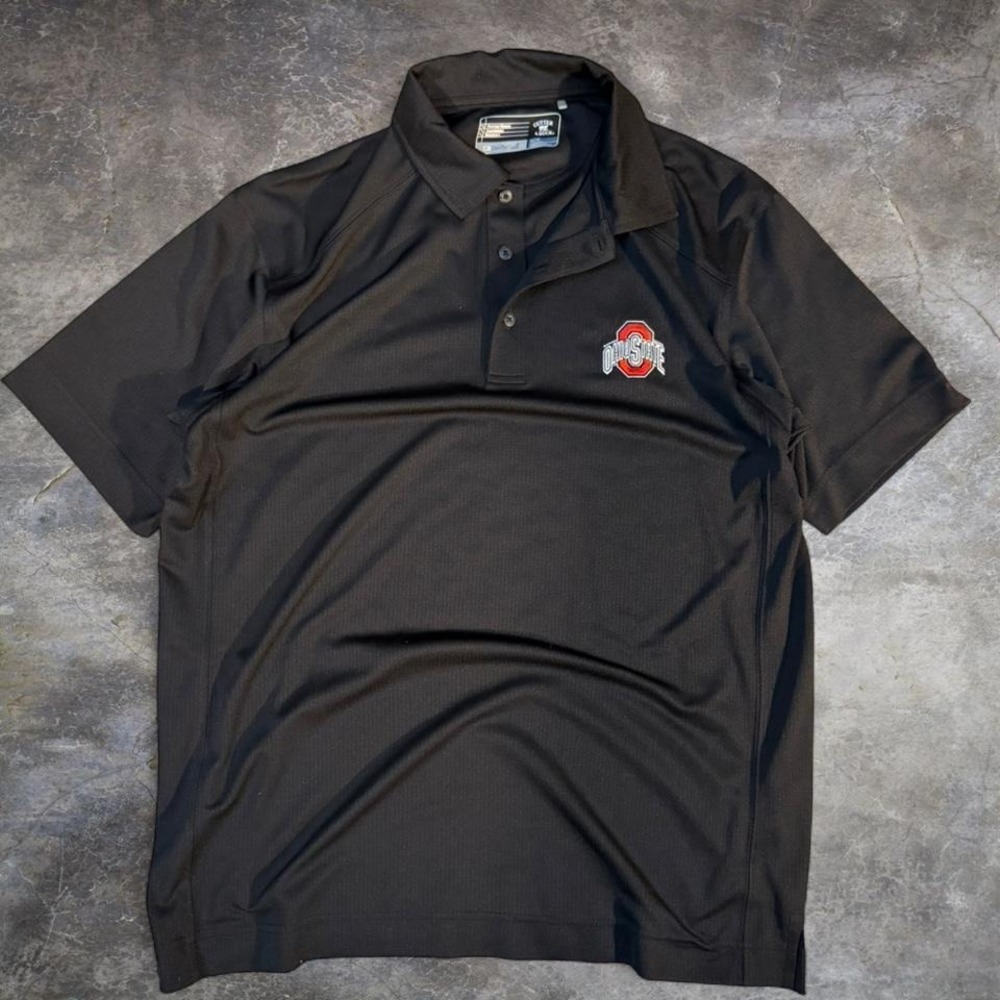 Ohio State Buckeyes Black Cutter & Buck Dry Fit DryTec Golf Polo Shirt Medium